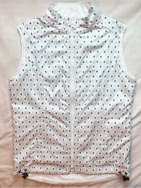 Peter Millar E4 Wind Reversible Golf Vest Women S White Geometric Print Full Zip